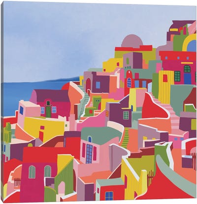 Santorini Canvas Art Print - Ceyda Alasar