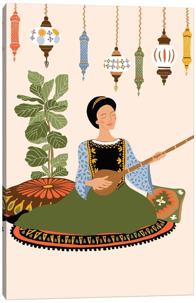 Tanbur Player Canvas Art Print - Music Lover