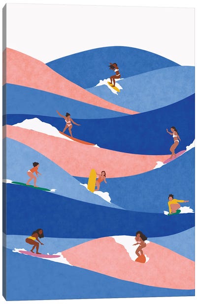 Surf Like A Girl Canvas Art Print - Ceyda Alasar