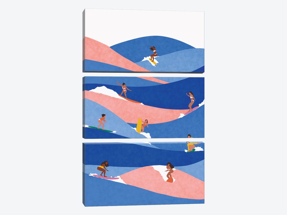 Surf Like A Girl by Ceyda Alasar 3-piece Canvas Art