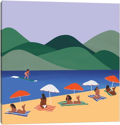 Sun Bathing Canvas Art Print - Women's Swimsuit & Bikini Art