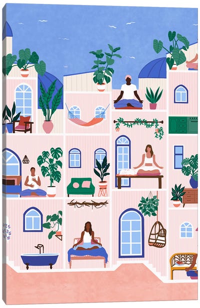 Yoga Dollhouse Canvas Art Print - Ceyda Alasar
