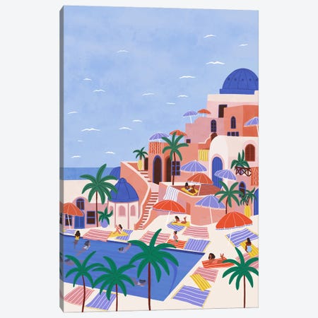 Summer Vacation Santorini Canvas Print #CEY54} by Ceyda Alasar Canvas Art