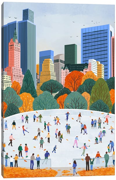 Fall In New York City Canvas Art Print - Ceyda Alasar