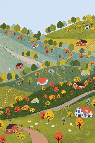Fall Villages by Ceyda Alasar multi panel art