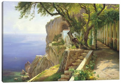 Pergola In Amalfi Canvas Art Print - Stairs & Staircases