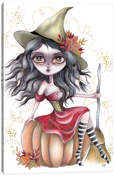 Harvest Witch Canvas Art Print - Pumpkins