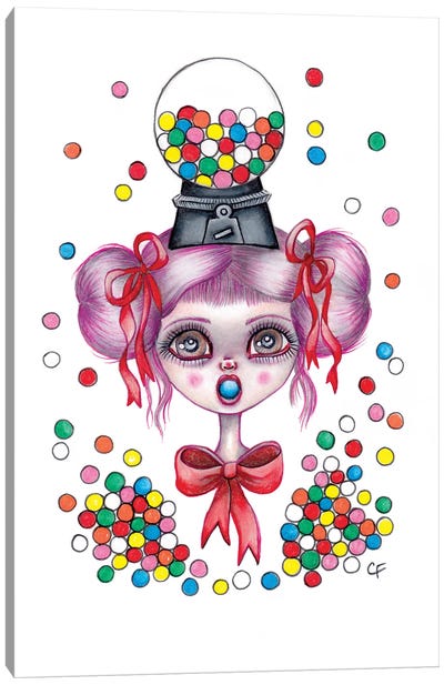 Gumball Girl Canvas Art Print - Bubble Gum