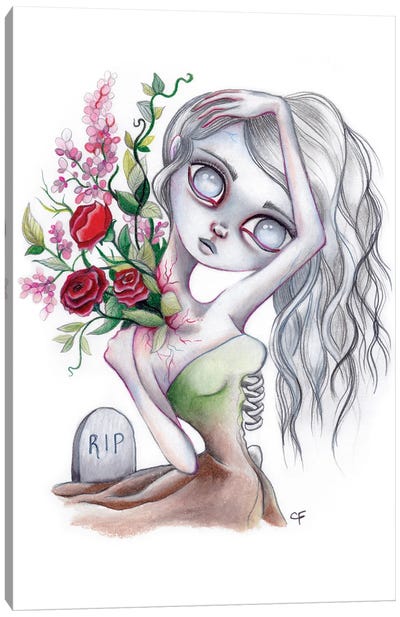 Graveyard Girl Canvas Art Print - Christine Fields