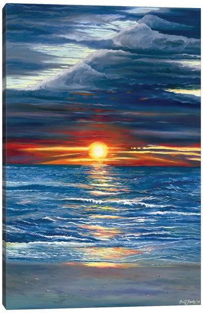 Naples Sunset Canvas Art Print - Blue Art