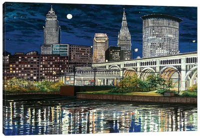 Cleveland Lights Canvas Art Print - Ohio Art