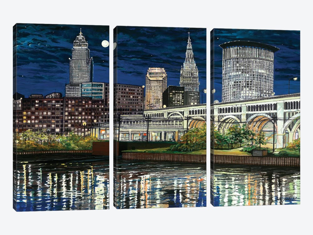 Cleveland Lights by Curtis Funke 3-piece Canvas Artwork