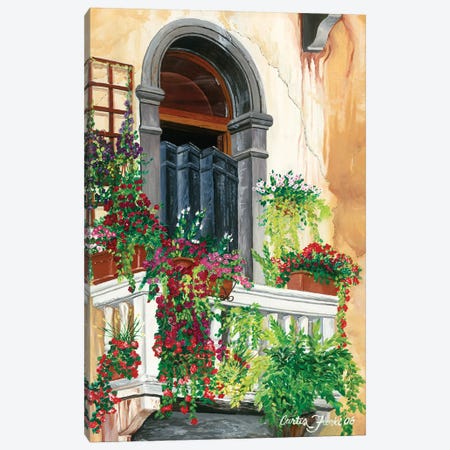 Venice Floral Balcony Canvas Print #CFK2} by Curtis Funke Canvas Artwork