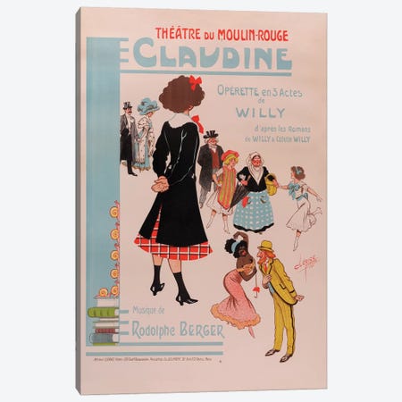 Theatre du Moulin Rouge, Claudine Operette En 3 Actes Advertisement, 1910 Canvas Print #CFR1} by Clerice Freres Canvas Wall Art