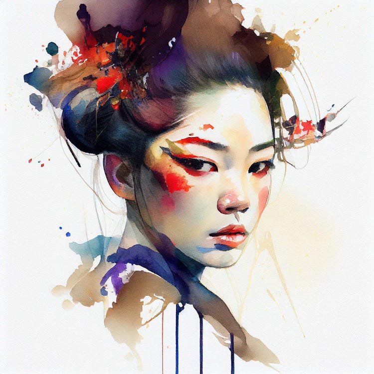 Watercolor Modern Geisha I