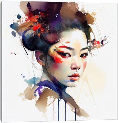 Watercolor Modern Geisha I Canvas Art Print - Geisha