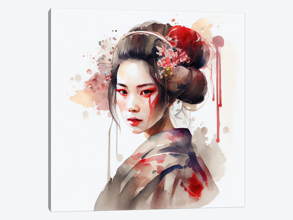 Watercolor Modern Geisha II by Chromatic Fusion Studio 1-piece Canvas Wall Art