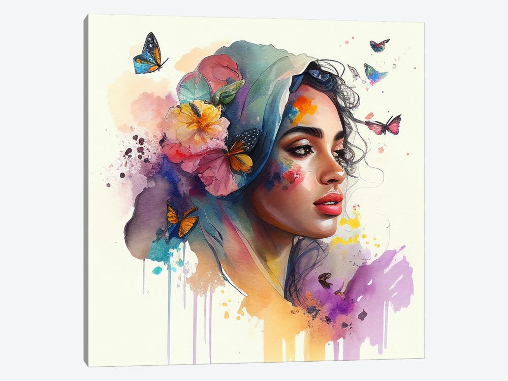 Watercolor Floral Arabian Woman I by Chromatic Fusion Studio 1-piece Canvas Art