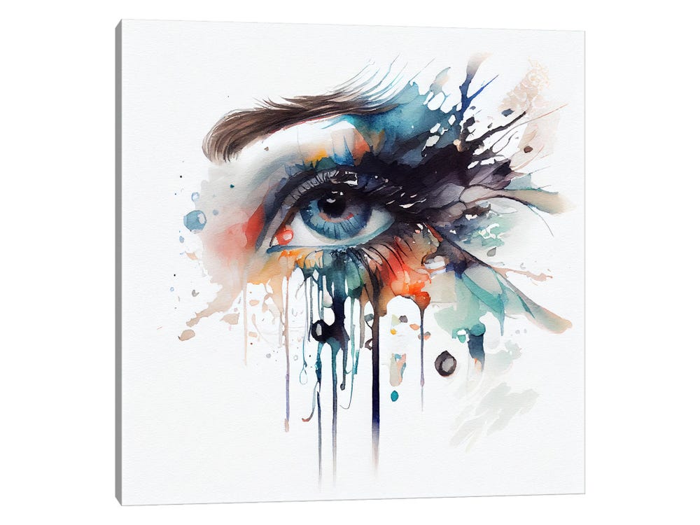 Chromatic Fusion Studio Canvas Art Prints - Watercolor Woman Eye I ( People > Body > Eyes art) - 37x37 in
