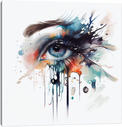 Watercolor Woman Eye I Canvas Art Print - Chromatic Fusion Studio