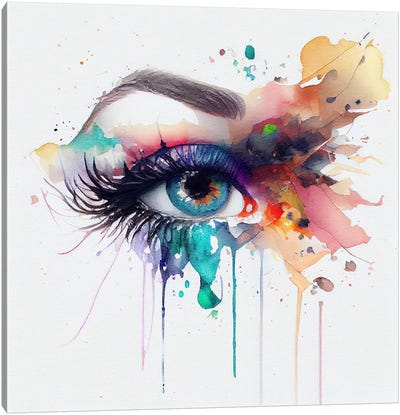 Watercolor Woman Eye II Canvas Art Print - Chromatic Fusion Studio