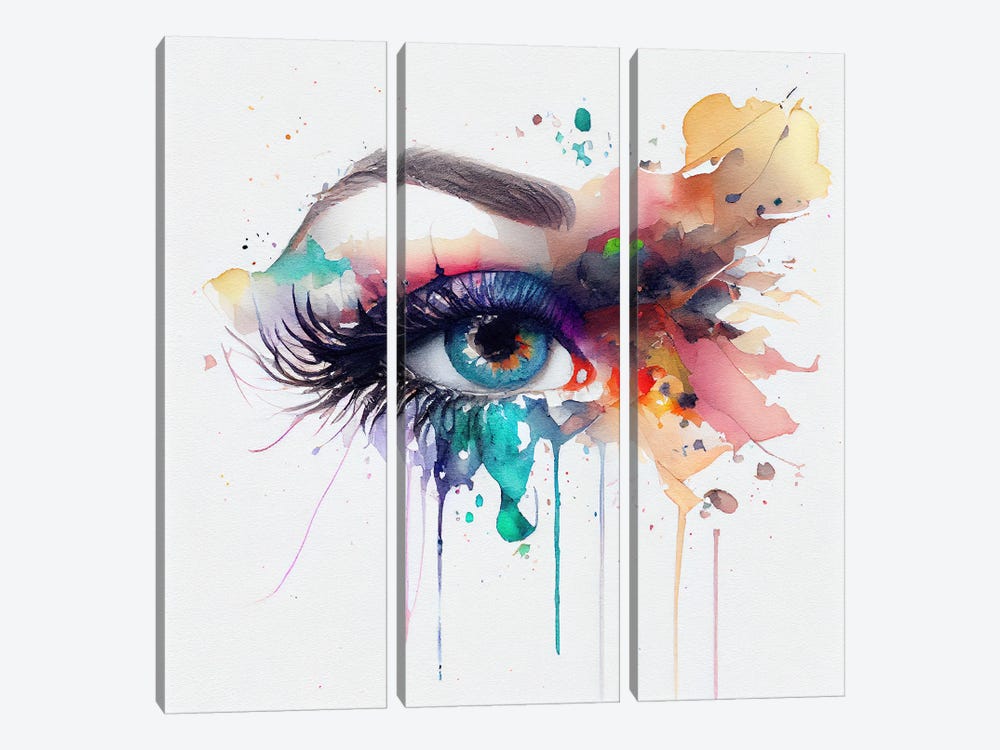 Watercolor Woman Eye II by Chromatic Fusion Studio 3-piece Canvas Print