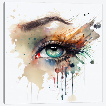 Watercolor Woman Eye IV Canvas Print #CFS165} by Chromatic Fusion Studio Canvas Artwork