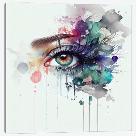 Watercolor Woman Eye V Canvas Print #CFS166} by Chromatic Fusion Studio Canvas Wall Art