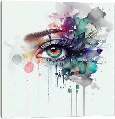 Watercolor Woman Eye V Canvas Art Print - Chromatic Fusion Studio