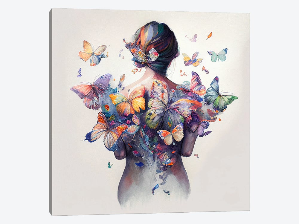 Watercolor Butterfly Woman Body I by Chromatic Fusion Studio 1-piece Art Print