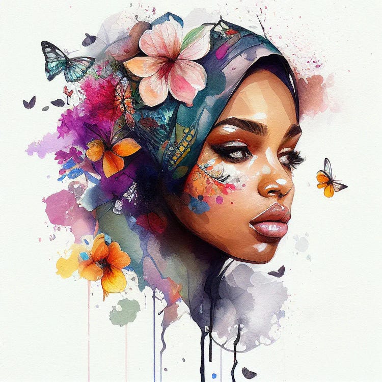 Watercolor Floral Arabian Woman II by Chromatic Fusion Studio wall art