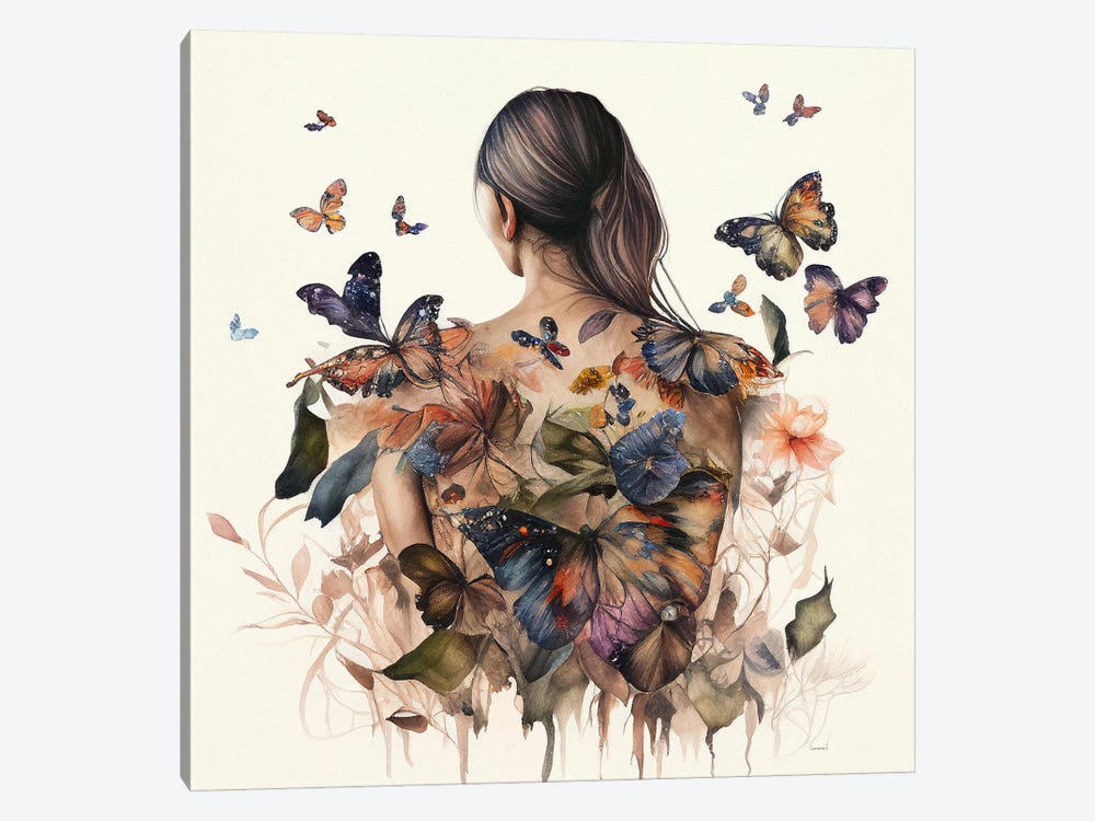 Watercolor Butterfly Woman Body IV by Chromatic Fusion Studio 1-piece Canvas Art Print