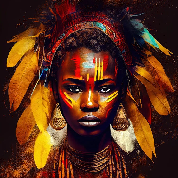 WARRIOR ZAMDOE, African Portrait Canvas Wall Art.