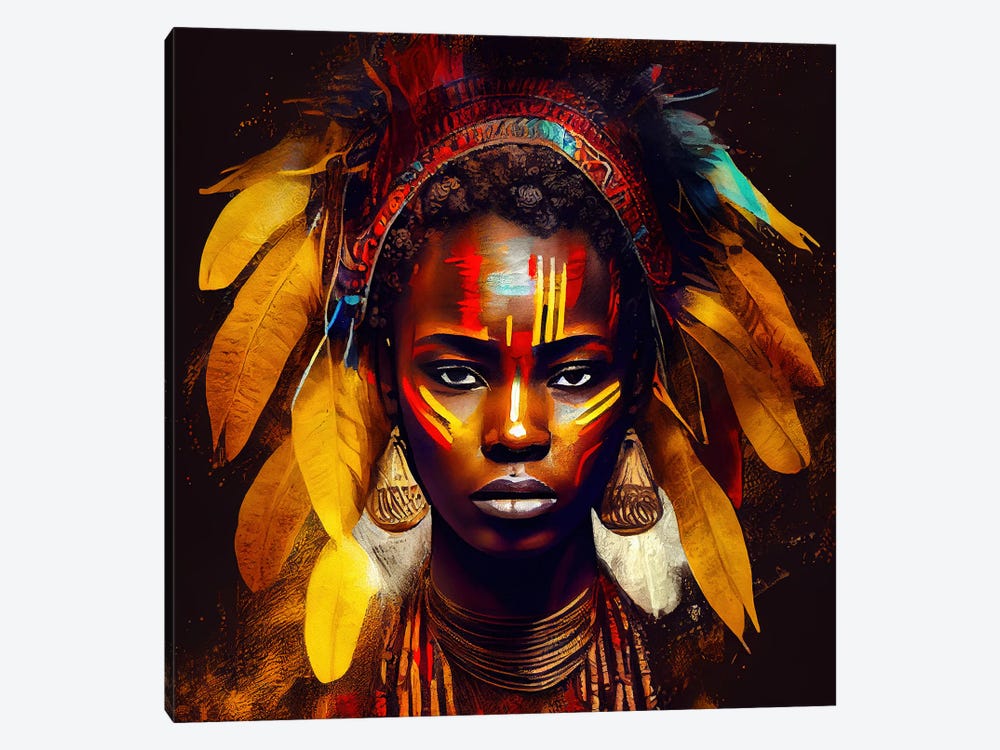 Powerful African Warrior Woman II by Chromatic Fusion Studio 1-piece Art Print