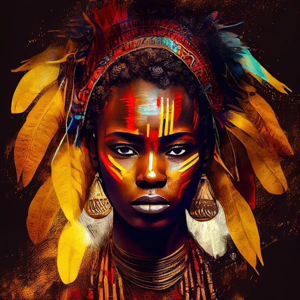 African Heritage: Powerful African Warrior Woman II by Chromatic Fusion Studio