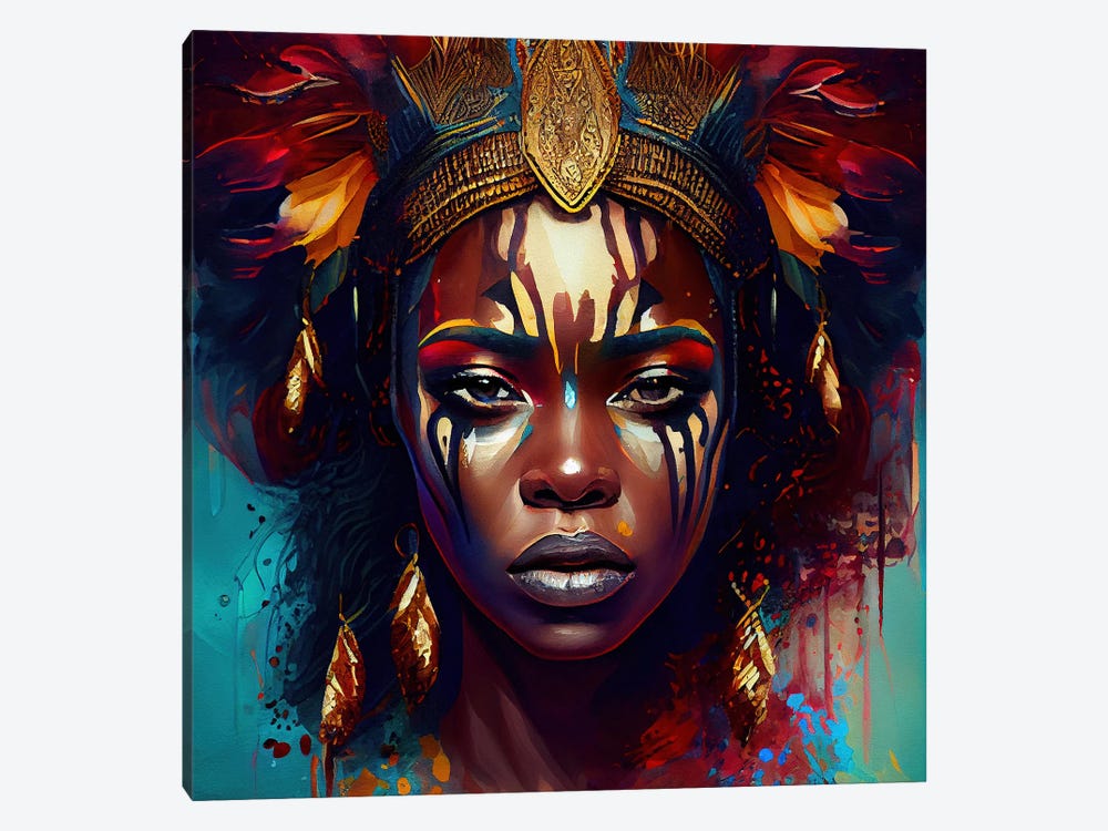 Powerful African Warrior Woman III by Chromatic Fusion Studio 1-piece Canvas Art