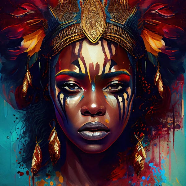 African Heritage: Powerful African Warrior Woman III by Chromatic Fusion Studio