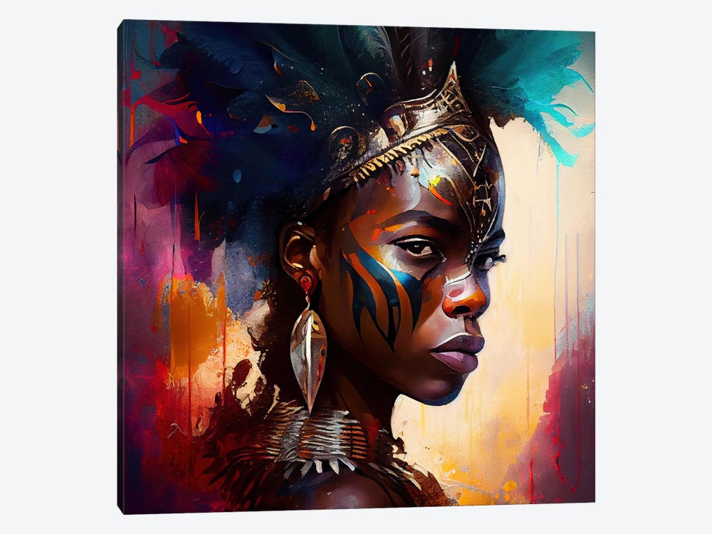Powerful African Warrior Woman IV by Chromatic Fusion Studio 1-piece Canvas Print