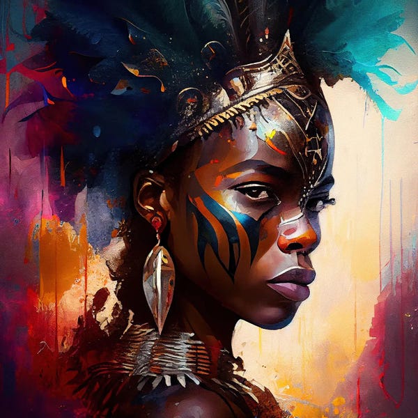 African Heritage: Powerful African Warrior Woman IV by Chromatic Fusion Studio