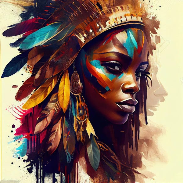African Heritage: Powerful African Warrior Woman V by Chromatic Fusion Studio