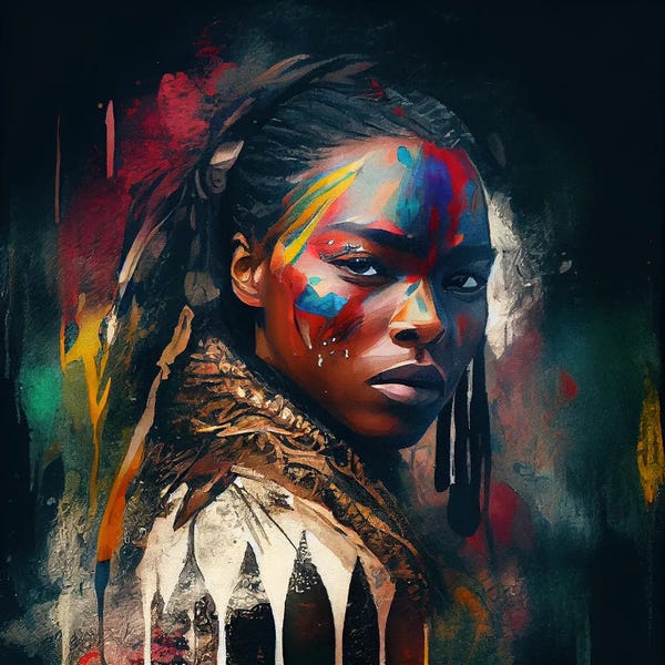 Native American Décor: Powerful American Native Warrior Woman I by Chromatic Fusion Studio