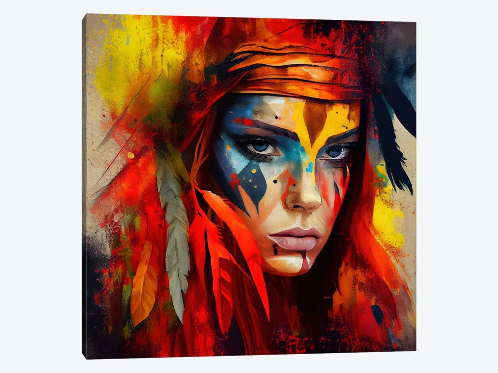 Powerful American Native Woman I by Chromatic Fusion Studio 1-piece Canvas Art Print