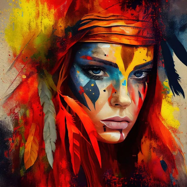 Native American Décor: Powerful American Native Woman I by Chromatic Fusion Studio