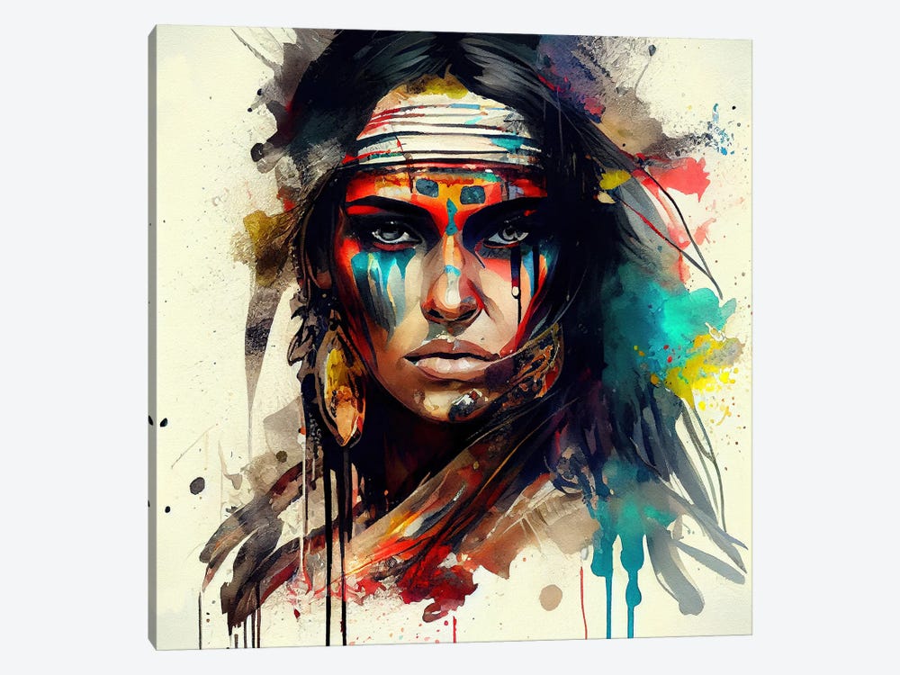 Powerful American Native Woman II by Chromatic Fusion Studio 1-piece Canvas Artwork