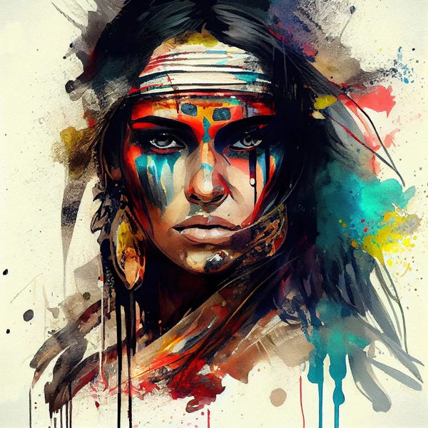 Indigenous & Native American Culture: Powerful American Native Woman II by Chromatic Fusion Studio