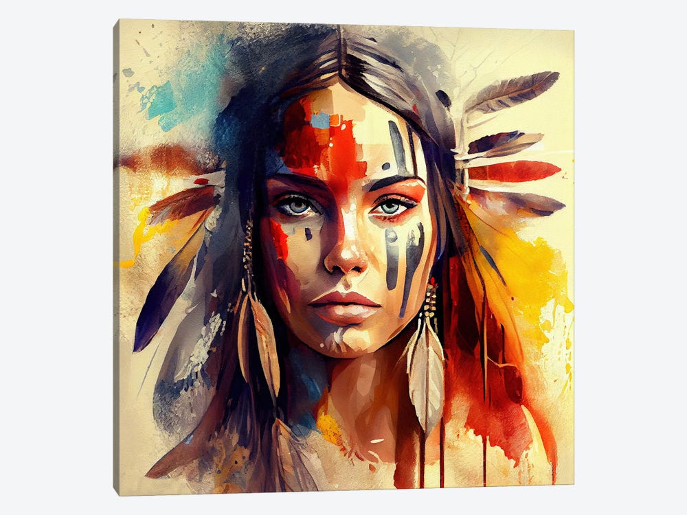 Powerful American Native Woman III by Chromatic Fusion Studio 1-piece Art Print