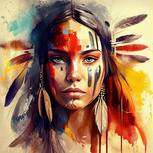 Indigenous & Native American Culture: Powerful American Native Woman III by Chromatic Fusion Studio