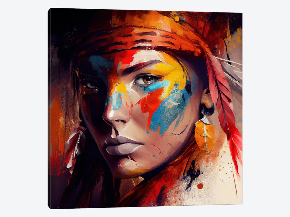 Powerful American Native Woman IV by Chromatic Fusion Studio 1-piece Canvas Art