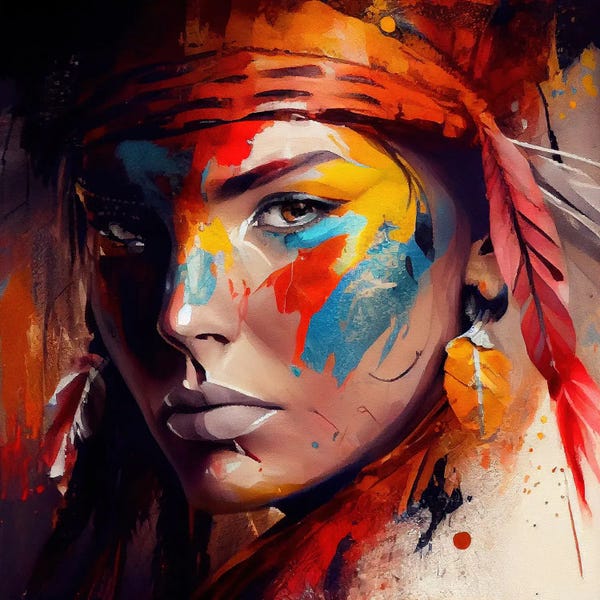 Native American Décor: Powerful American Native Woman IV by Chromatic Fusion Studio