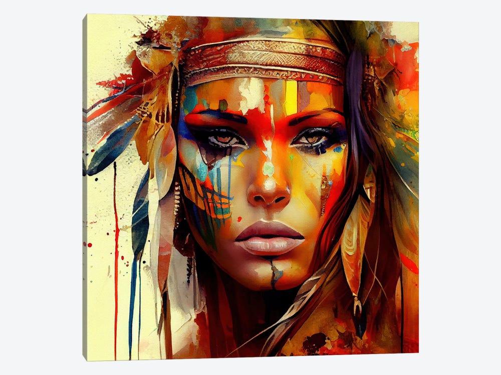 Powerful American Native Woman VI by Chromatic Fusion Studio 1-piece Canvas Wall Art